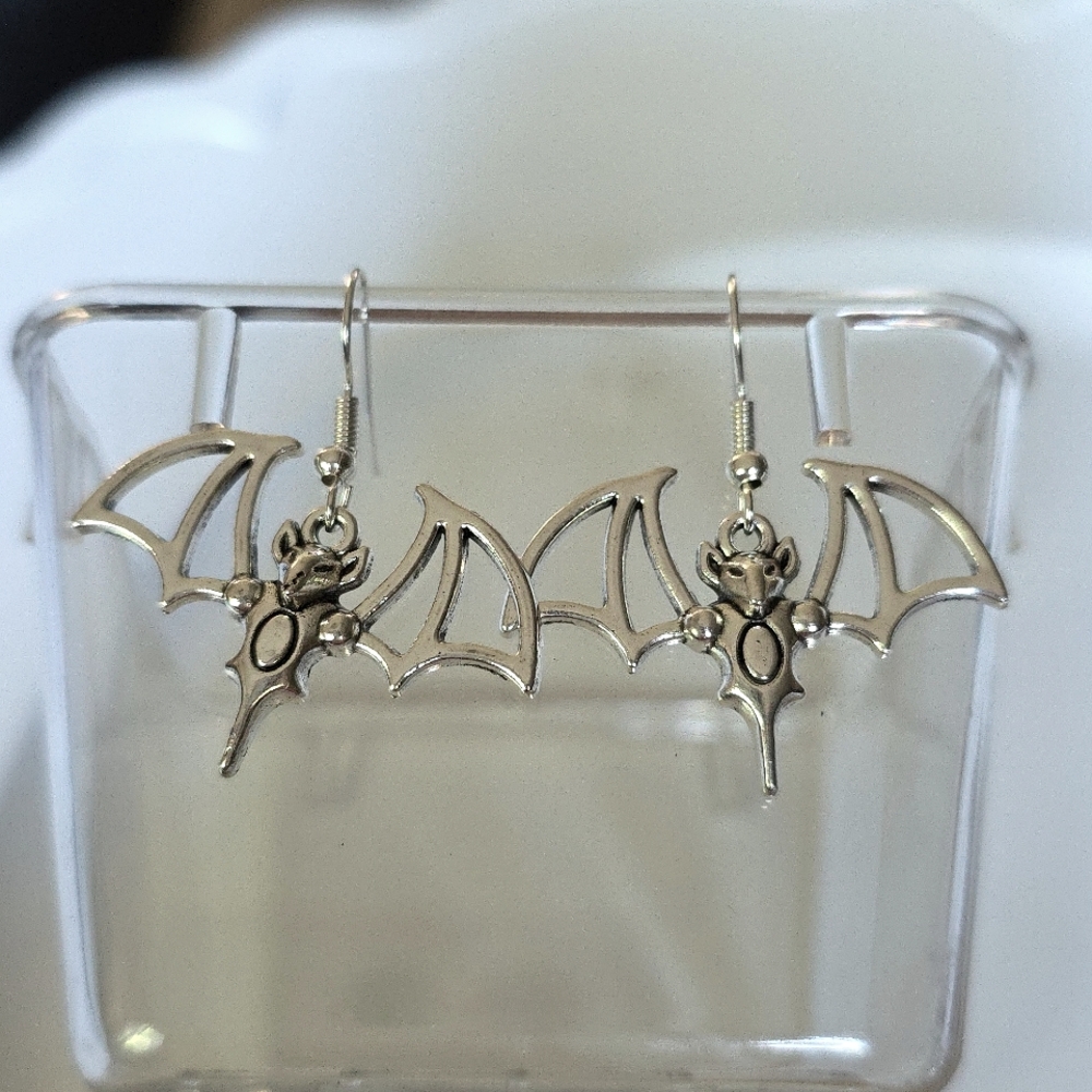 Vampire Bat CHARM earrings 925 Minimalist Post not stamped